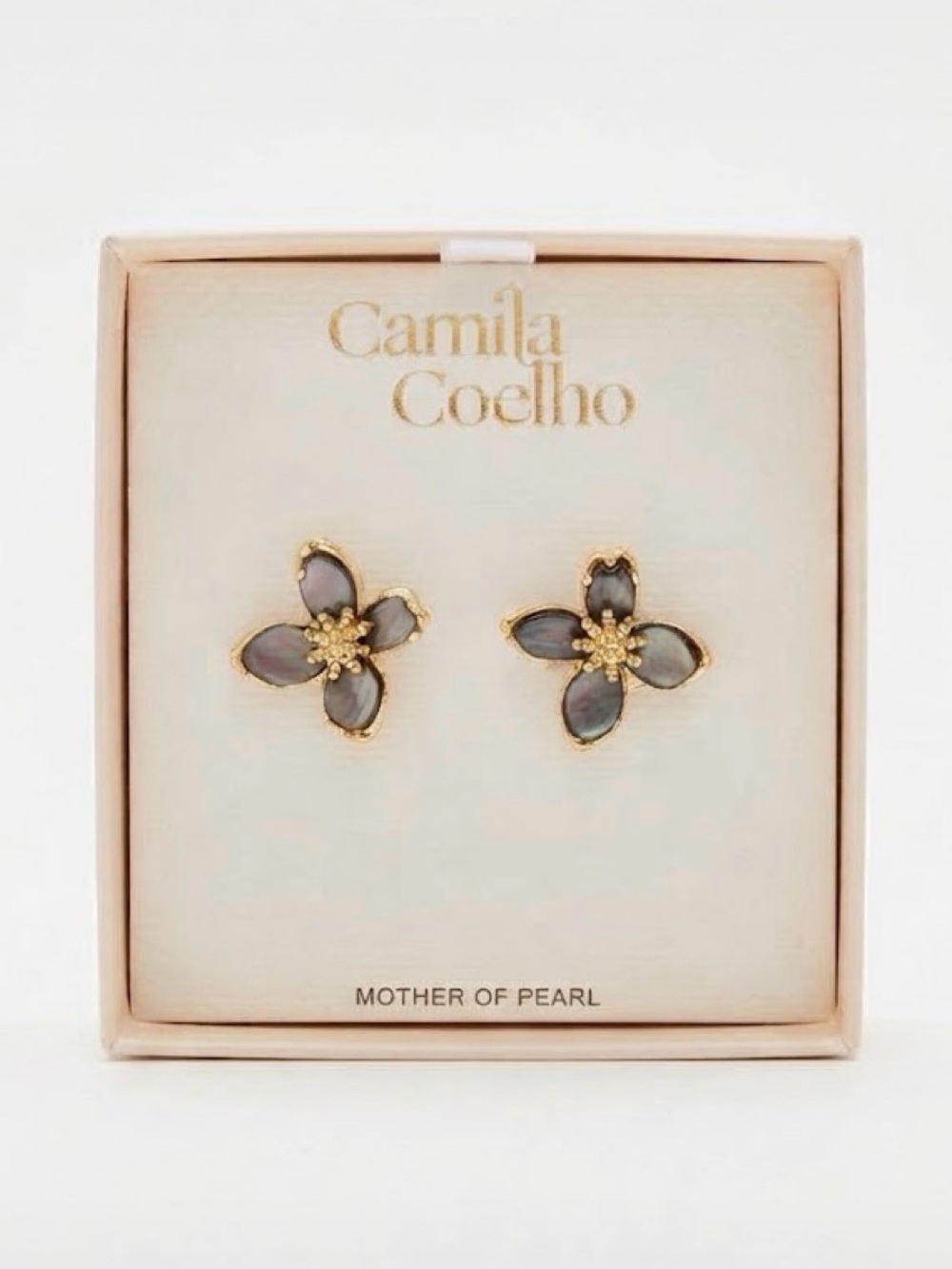 NWT ⚜️🩶⚜️ CAMILA COELHO Mother of Pearl Floral Stud Earrings